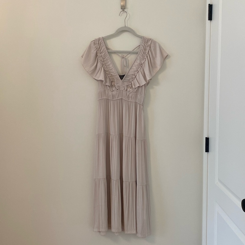Anthropologie dusty rose silky dress